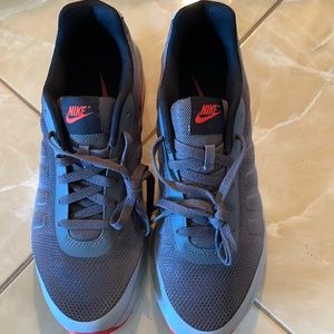 Nike Air orange and two shades of gray see-through heels slightly worn like new